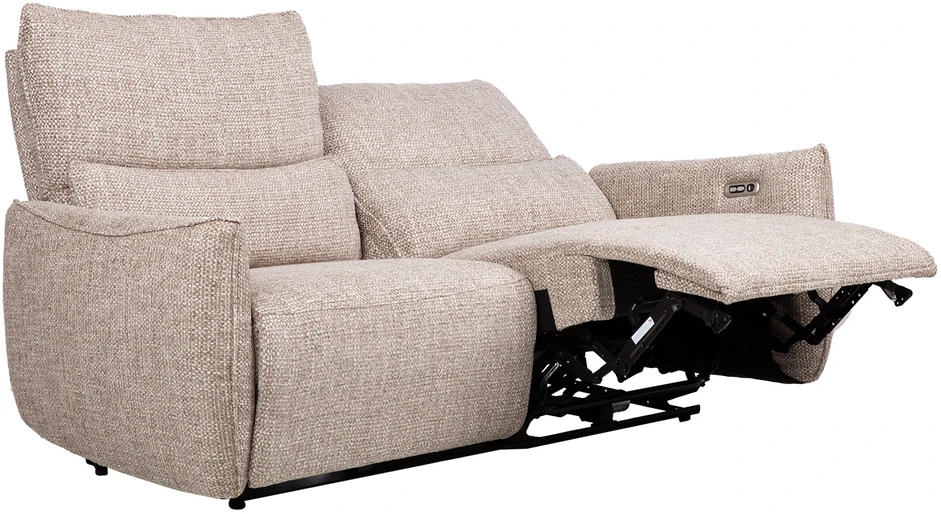 Lova 3-vietė atlošiamoji sofa „BASTIAN“ su elektriniu mechanizmu, smėlio spalvos