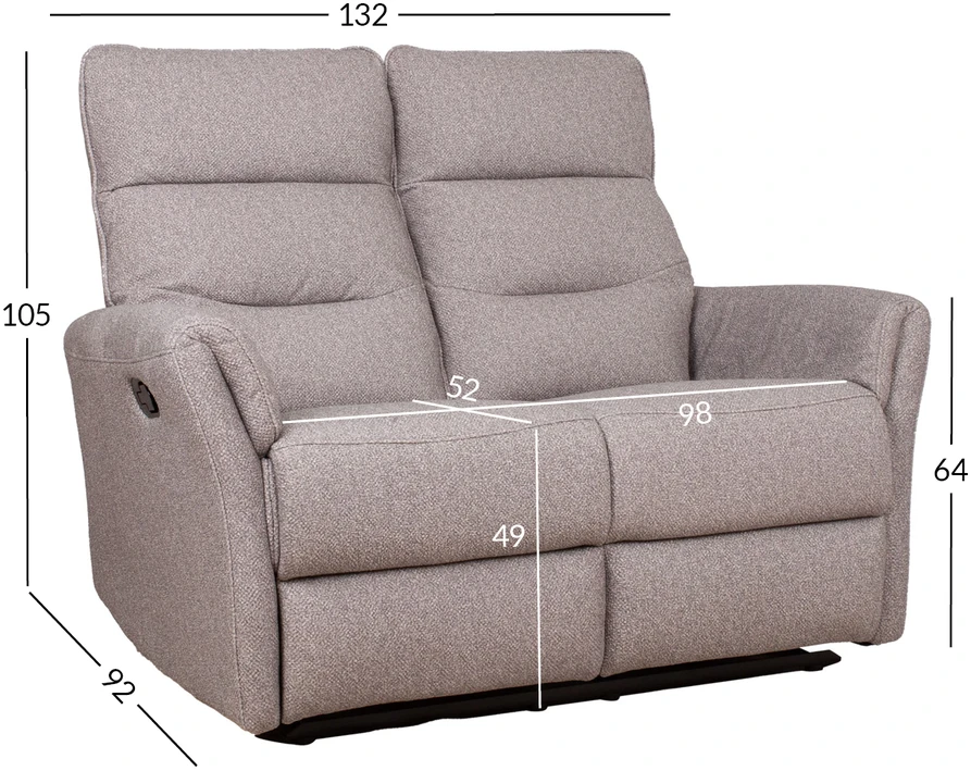 Lova Dvivietė atlošiamoji sofa „BOWERS“ su rankiniu mechanizmu, smėlio spalvos
