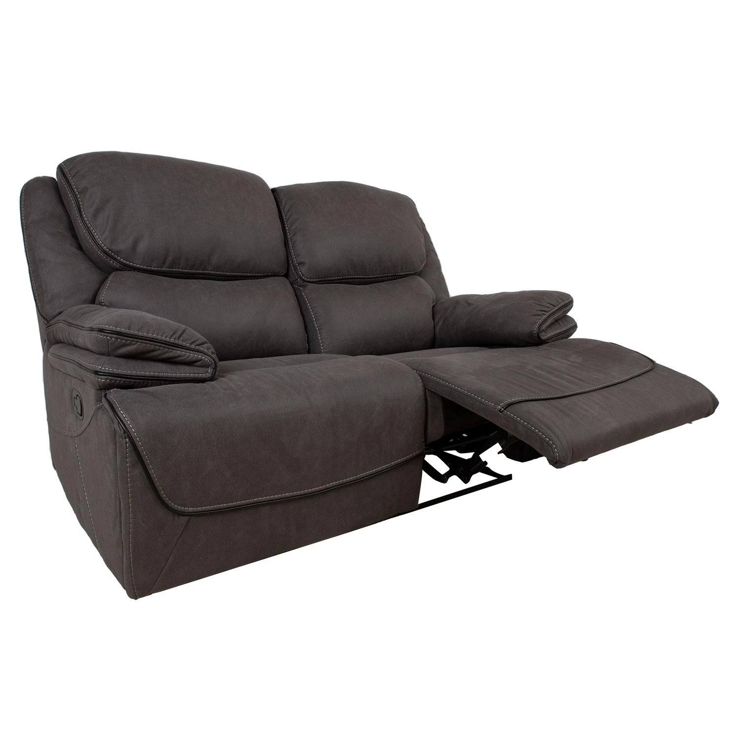 Fotelis Home4You Atlošas sofa GORDY 2-vietė su rankiniu mechanizmu, pilka