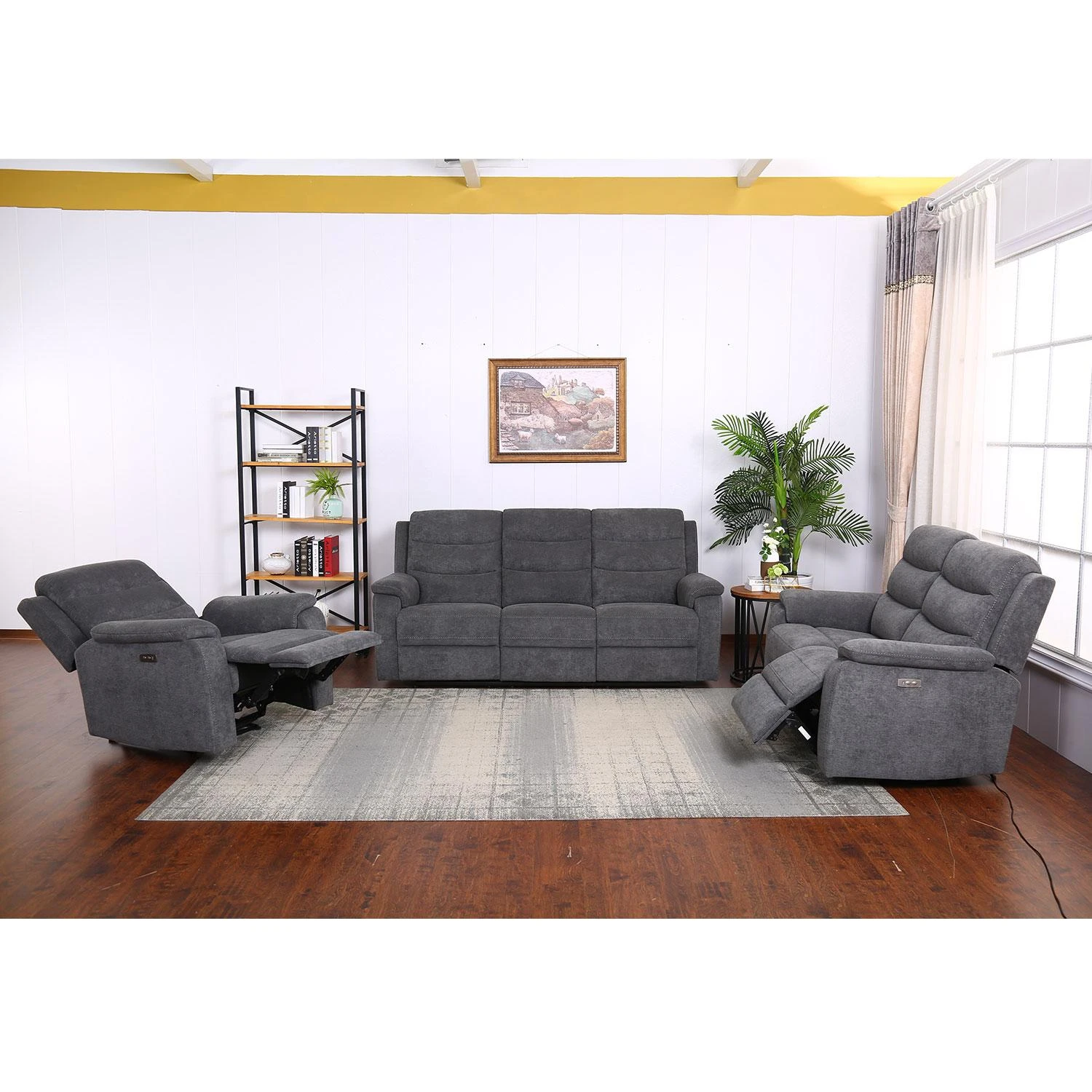 Home4You Dvivietė atlošiama sofa MIMI su elektriniu mechanizmu, pilka