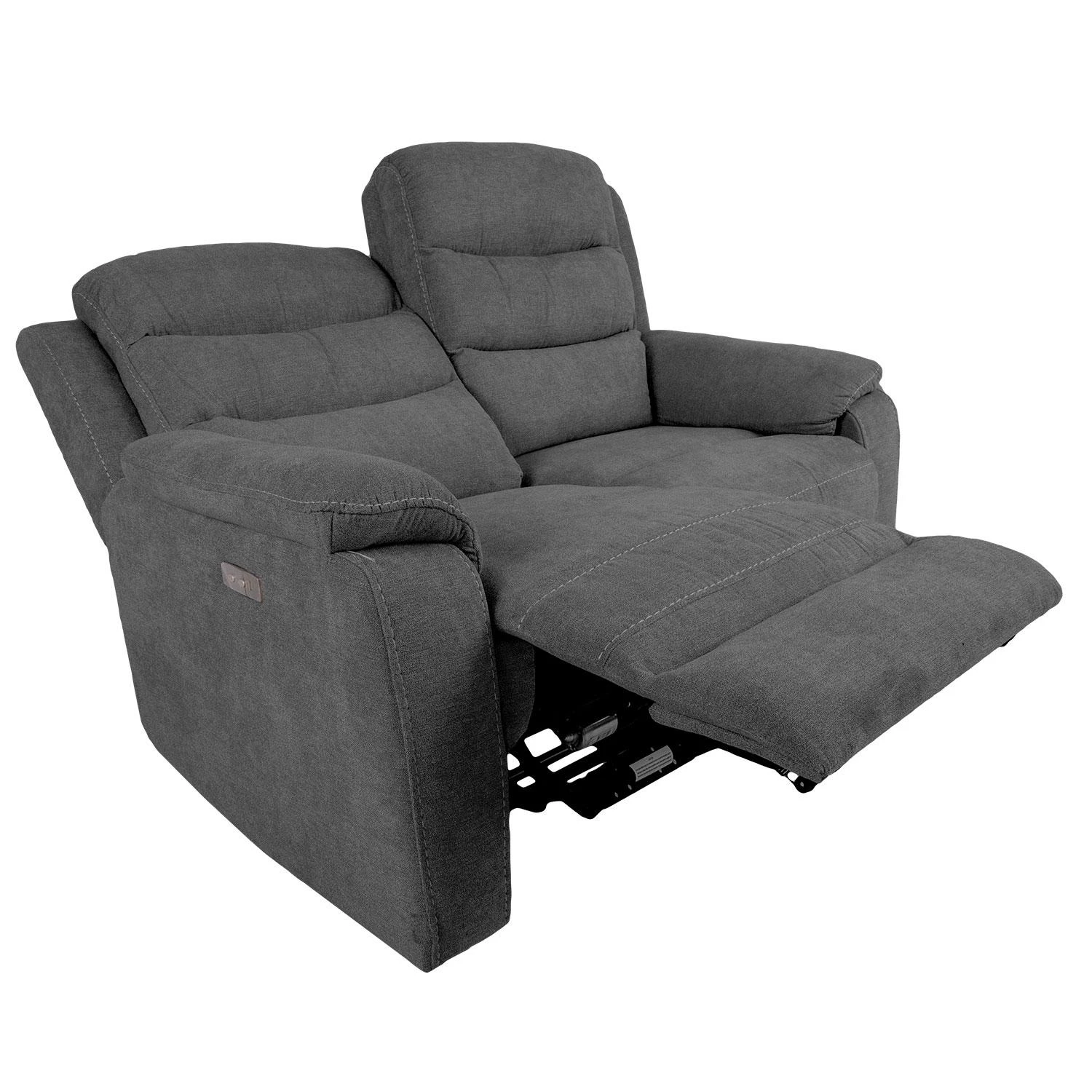 Home4You Dvivietė atlošiama sofa MIMI su elektriniu mechanizmu, pilka