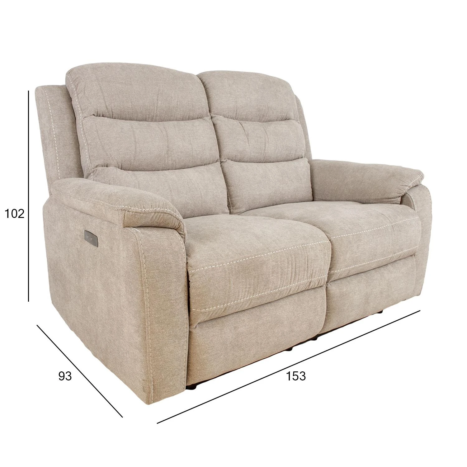 Home4You Dvivietė atlošiama sofa MIMI su elektriniu mechanizmu, šviesiai pilka