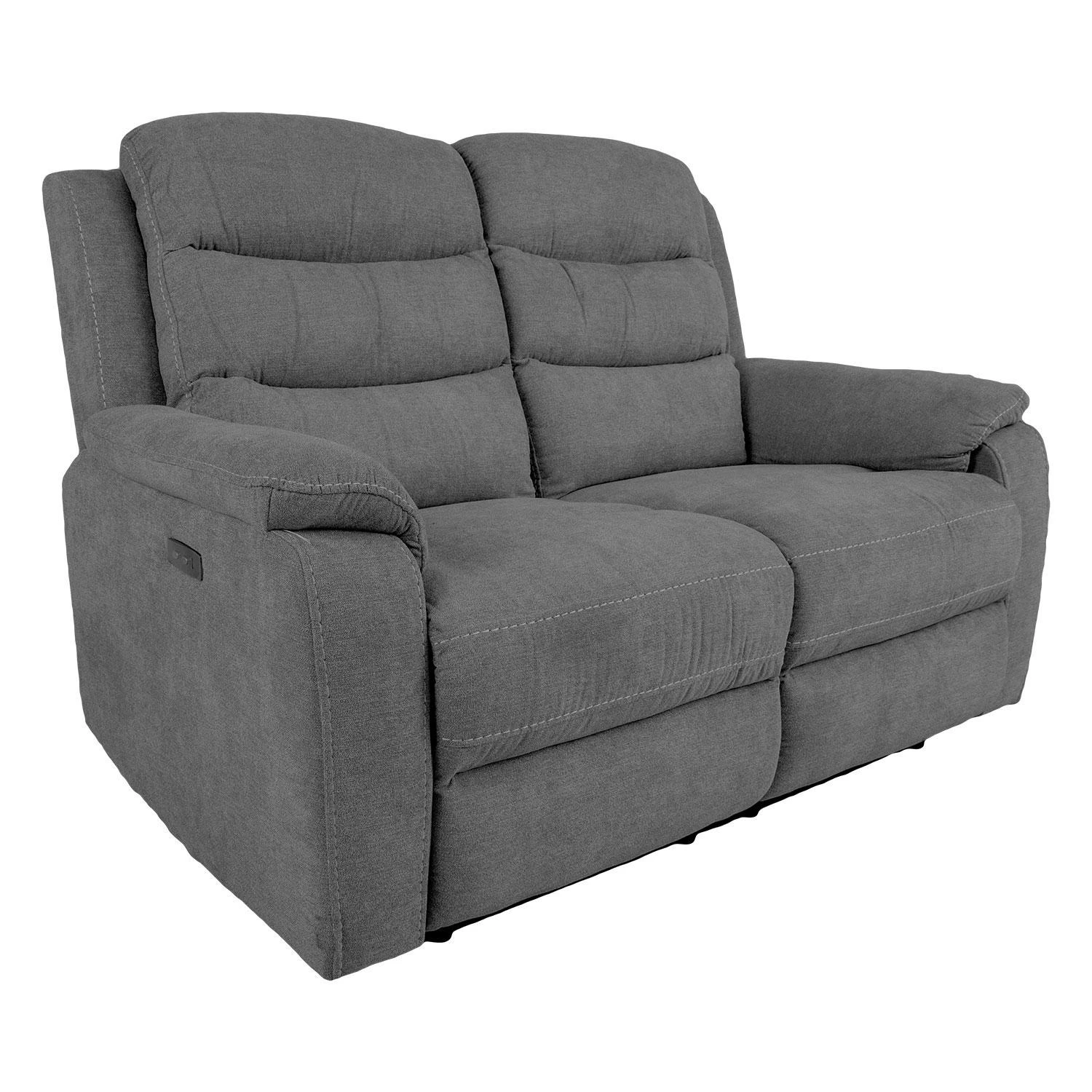 Home4You Dvivietė atlošiama sofa MIMI su elektriniu mechanizmu, pilka