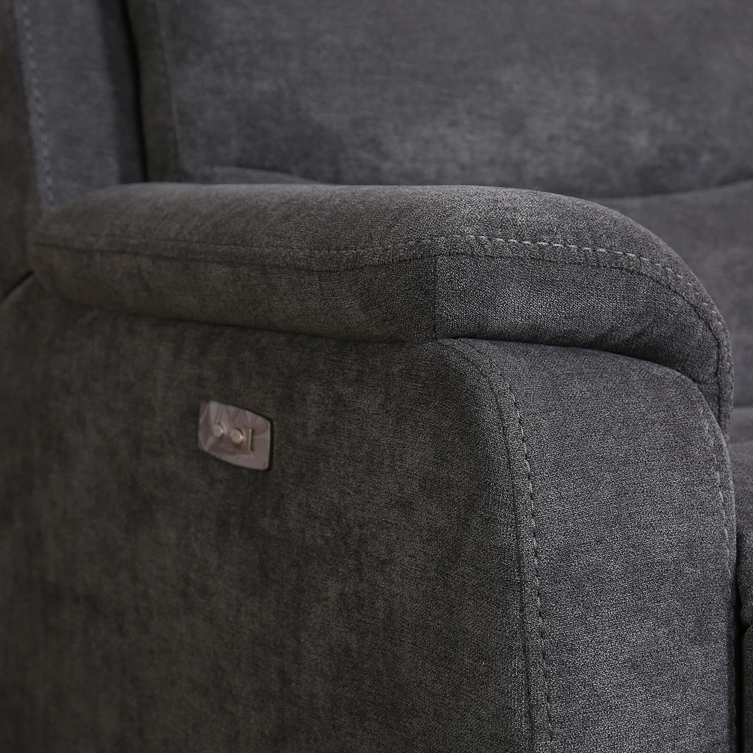 Home4You Dvivietė atlošiama sofa MIMI su elektriniu mechanizmu, pilka