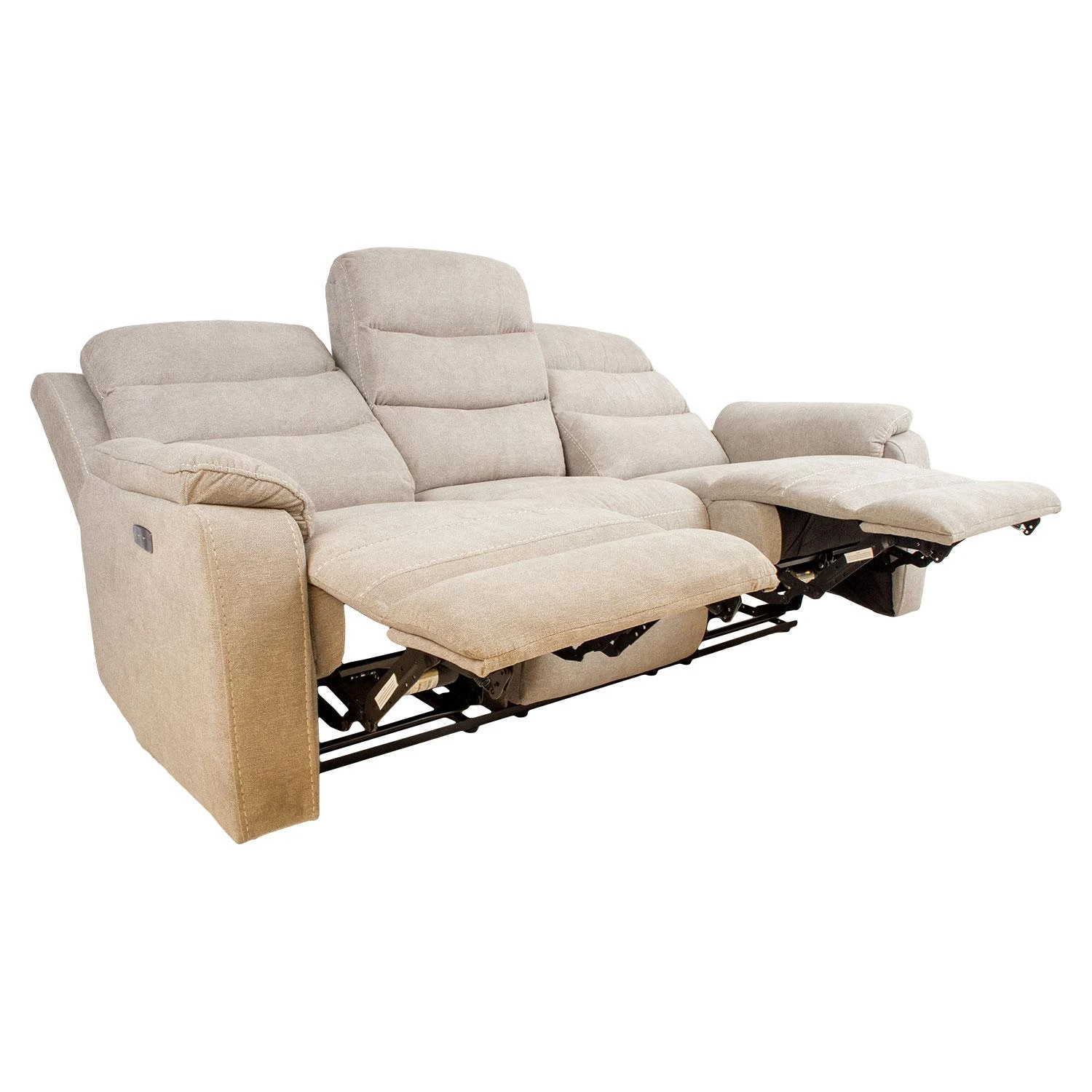 Home4You Trivietė atlošiama sofa MIMI su elektriniu mechanizmu, šviesiai pilka