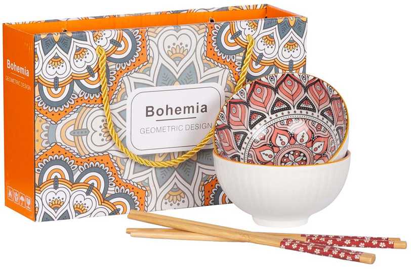 BOHEMIA 2 dubenėlių ir lazdelių rinkinys, spalvotas