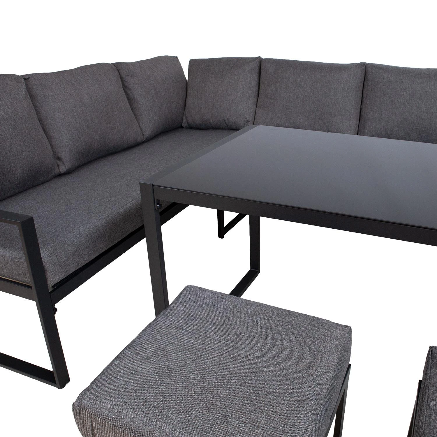 Lauko baldų komplektas Home4You Sodo baldų komplektas LEIPZIG table, corner sofa, 2 ottomans