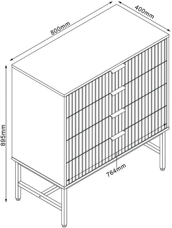 Home4You Komoda HELVE 80x40xH89,5 cm Juoda/Šviesaus Medžio