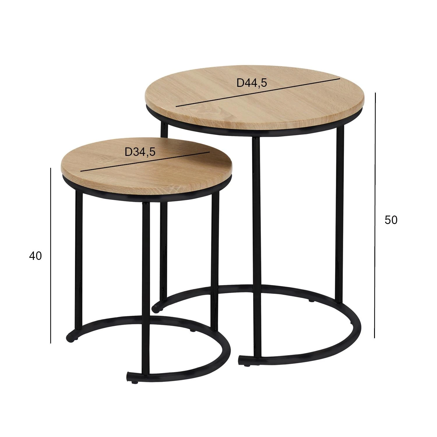 Home4You Šoninis staliukas ELTO D44,5xH50cm, D34,5xH40cm