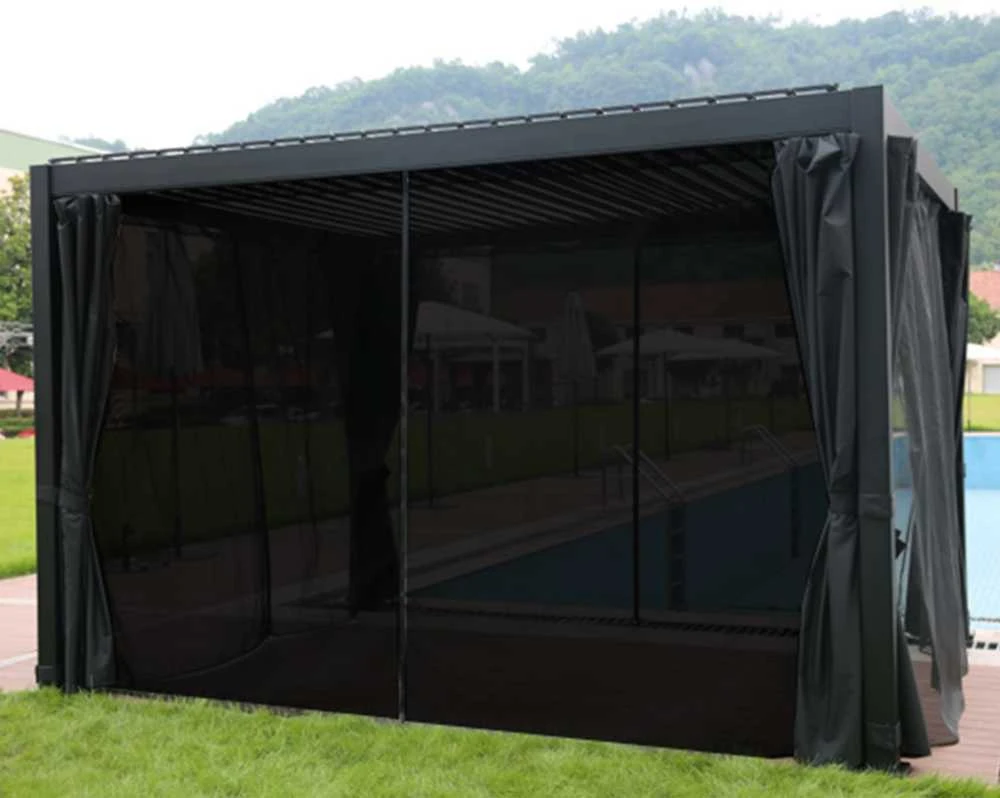 Side walls for gazebo MIRADOR 3x4m, juodas textilene