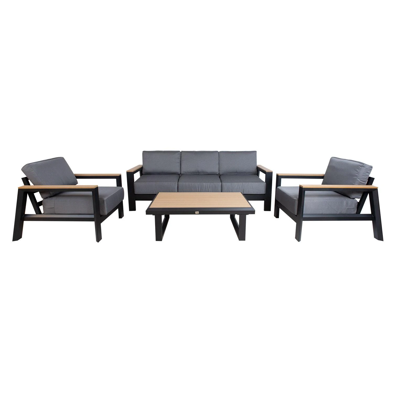 Lauko baldų komplektas Home4You Sodo baldų komplektas FELINO table, sofa and 2 chairs, juodas
