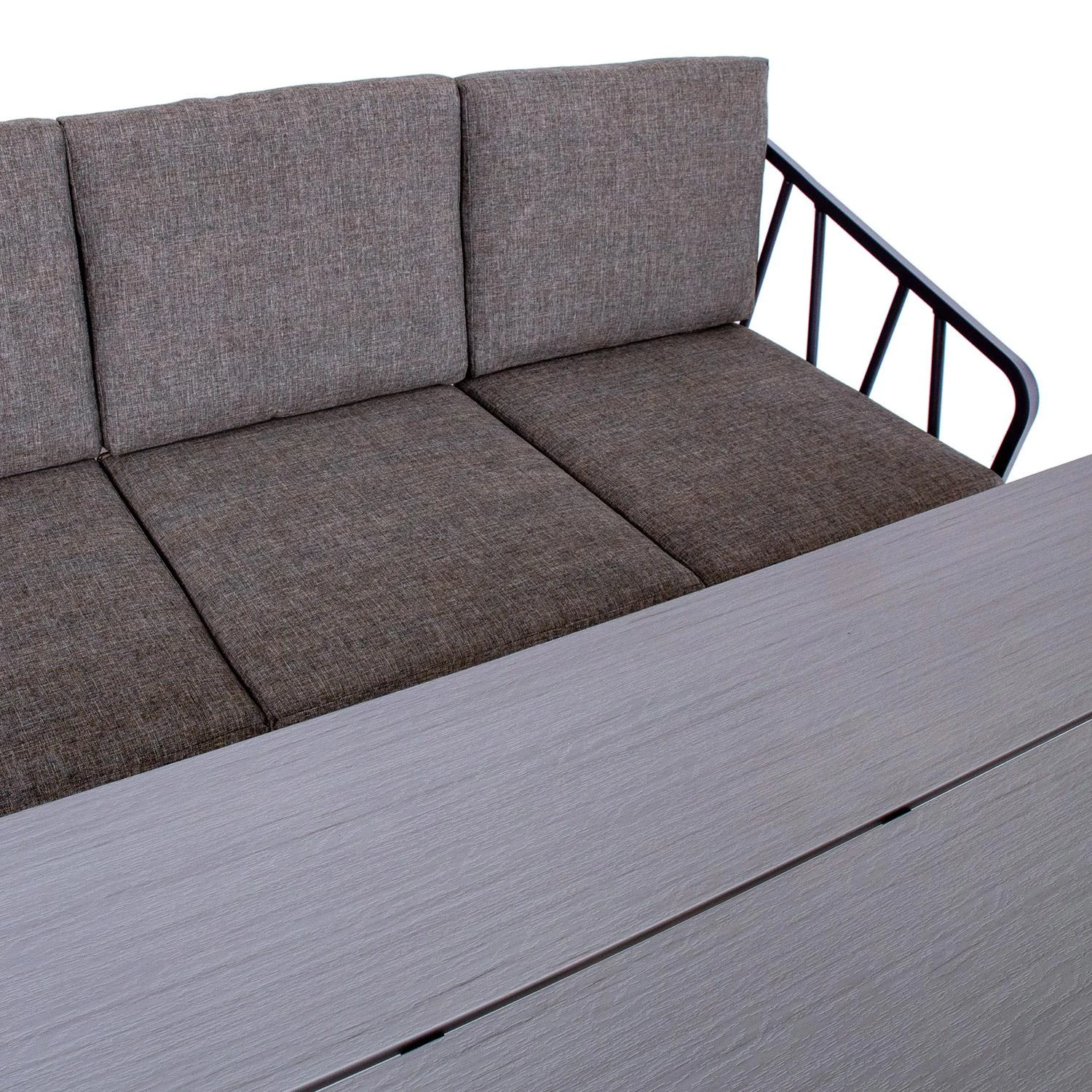 Sodo baldų komplektas KAHLA stalas, sofa ir 2 kėdės, pilkos spalvos
