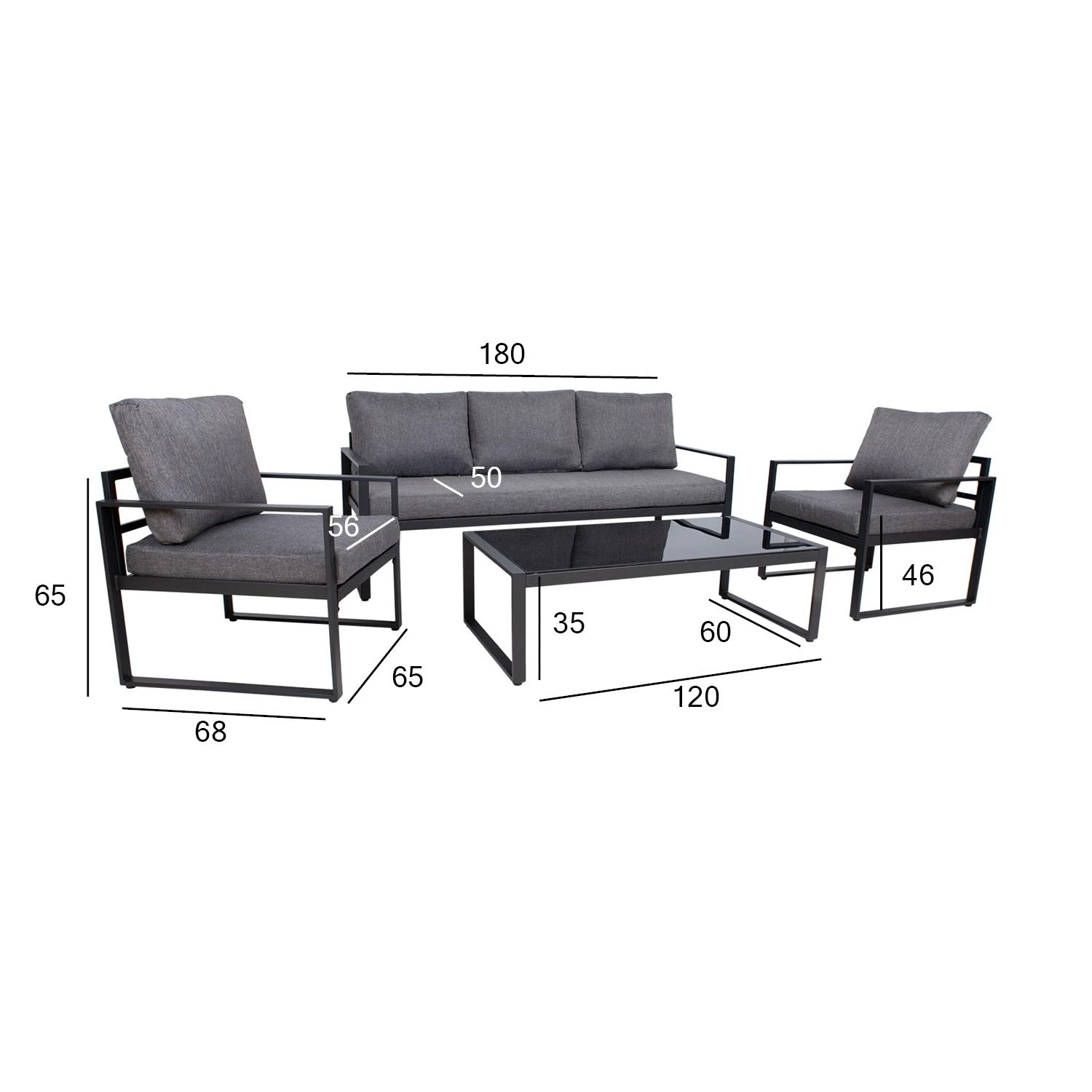 Lauko baldų komplektas Home4You Sodo baldų komplektas LEIPZIG table, sofa, 2 chairs