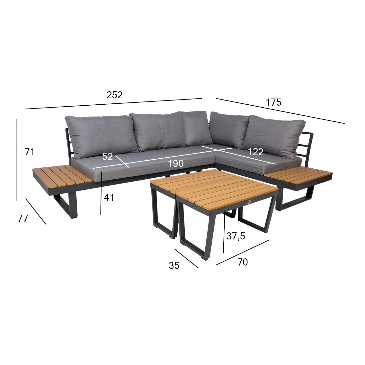 Lauko baldų komplektas Home4You Sodo baldų komplektas MALTA modular sofa, 2 tables