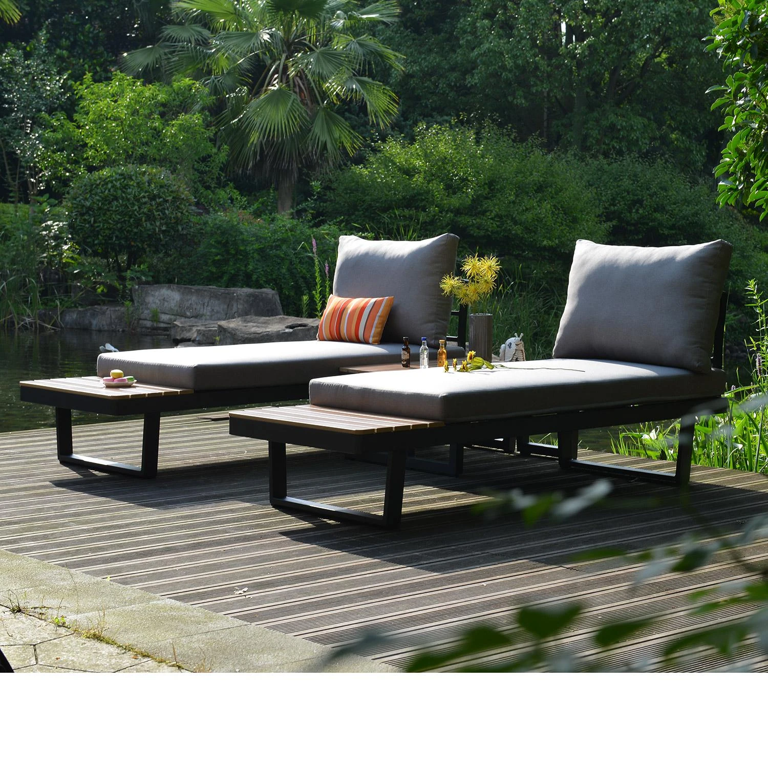 Lauko baldų komplektas Home4You Sodo baldų komplektas MALTA modular sofa, 2 tables