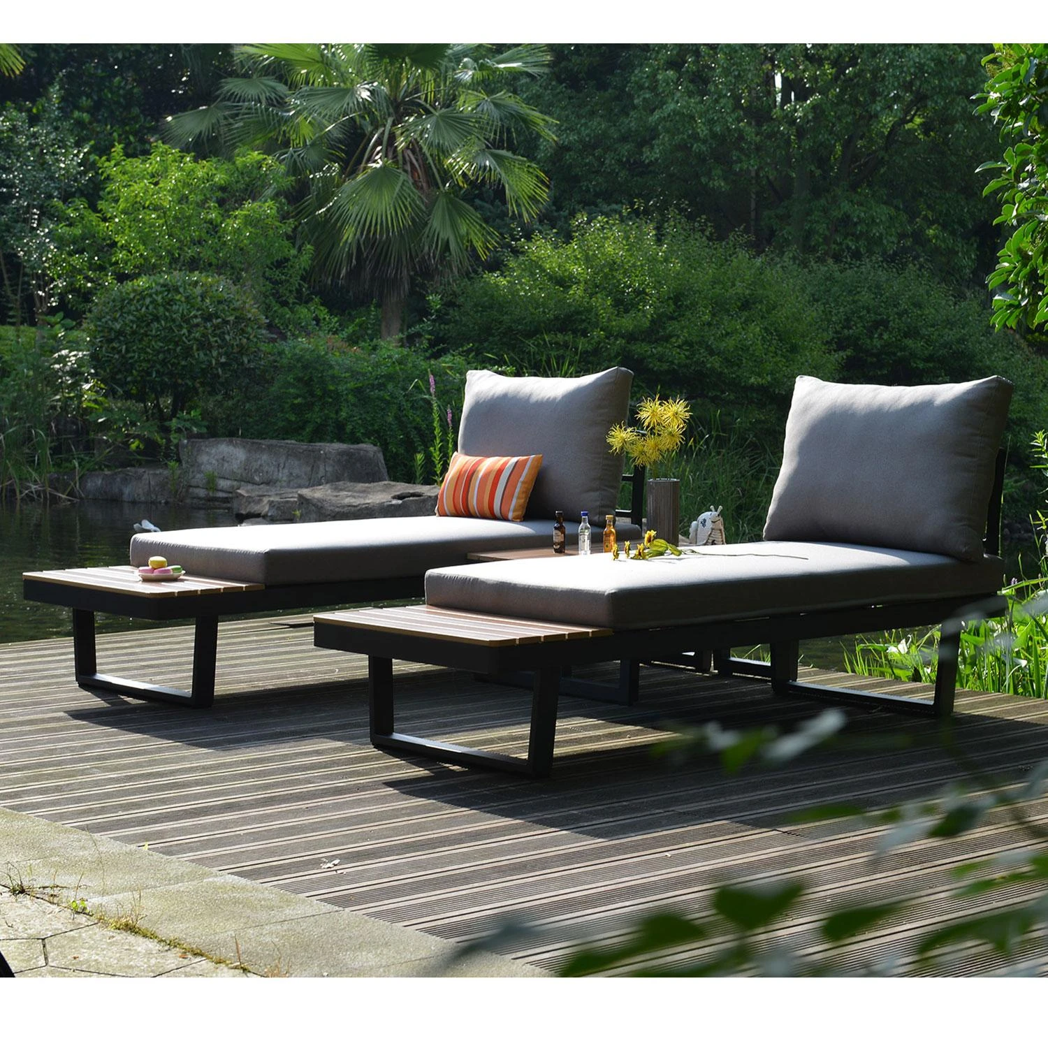 Lauko baldų komplektas Home4You Sodo baldų komplektas MALTA modular sofa, 2 tables