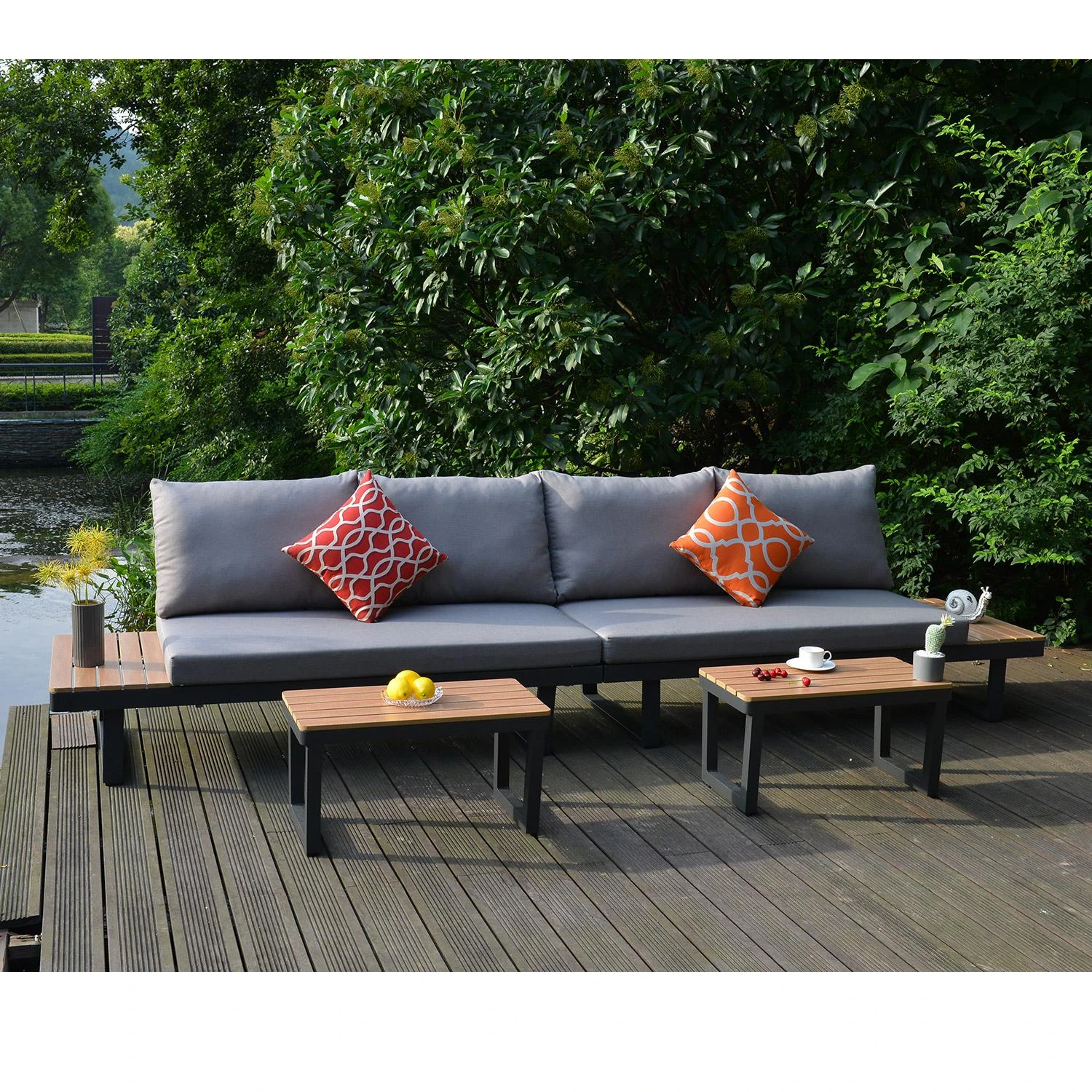 Lauko baldų komplektas Home4You Sodo baldų komplektas MALTA modular sofa, 2 tables