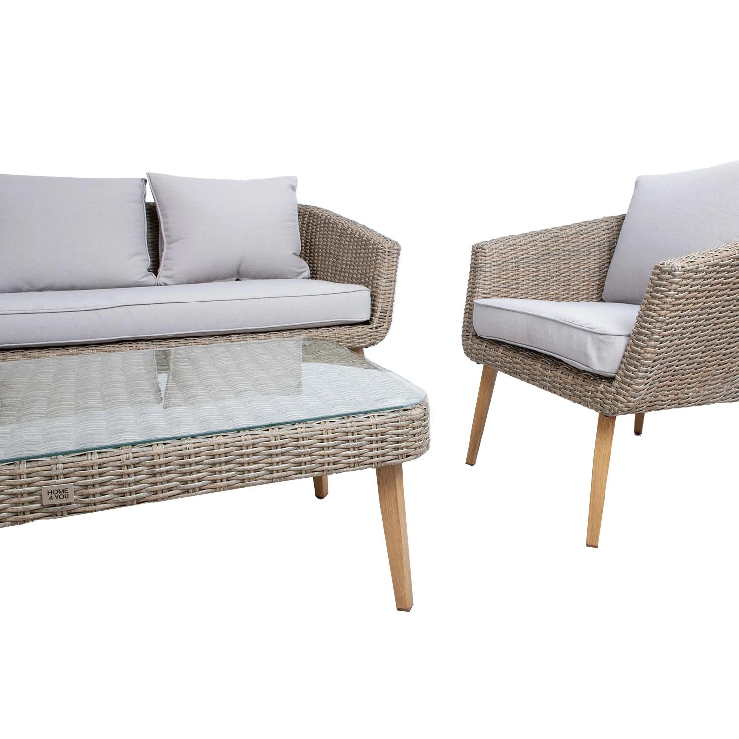 Lauko baldų komplektas Home4You Sodo baldų komplektas NORWAY coffee table, sofa, 2 chairs