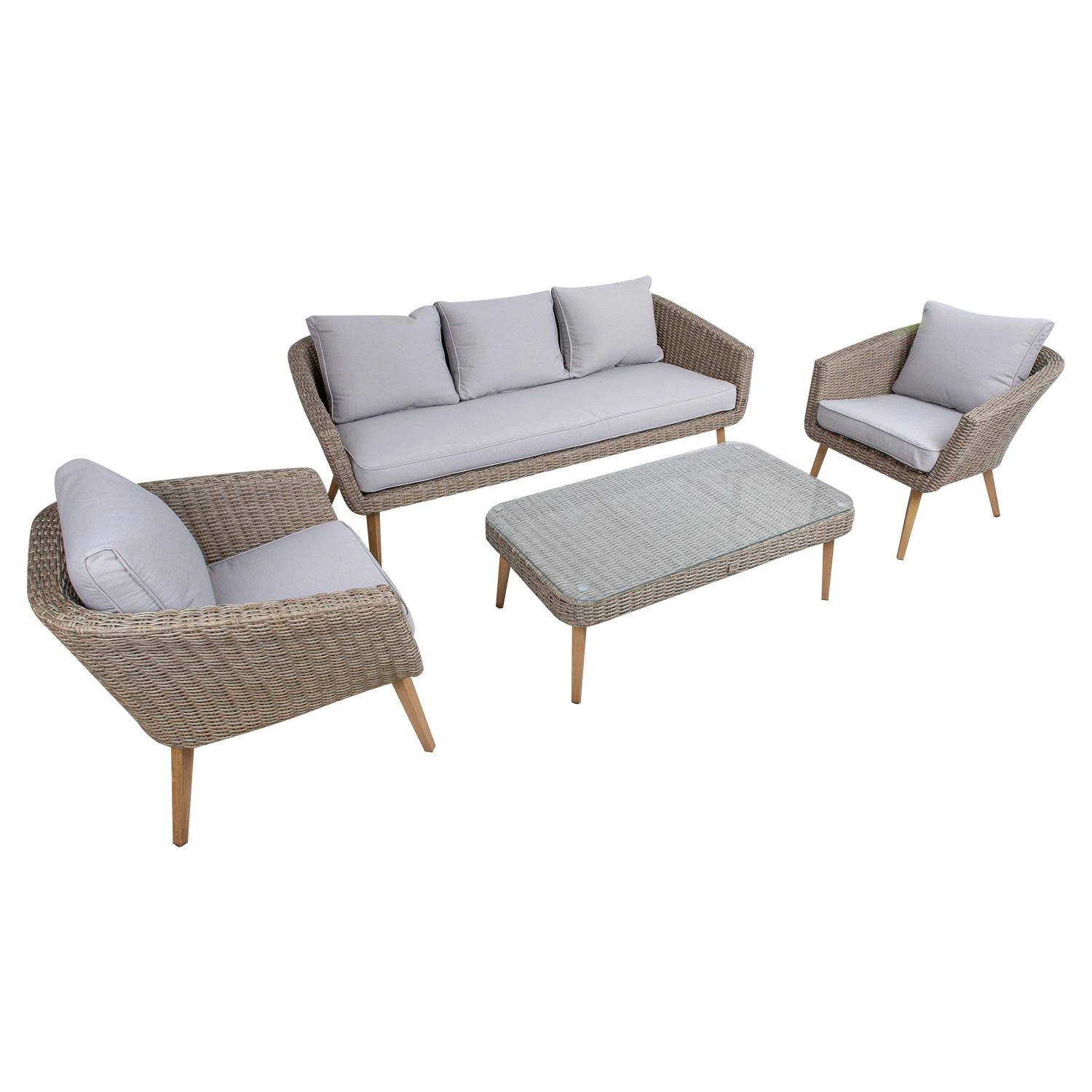 Lauko baldų komplektas Home4You Sodo baldų komplektas NORWAY coffee table, sofa, 2 chairs