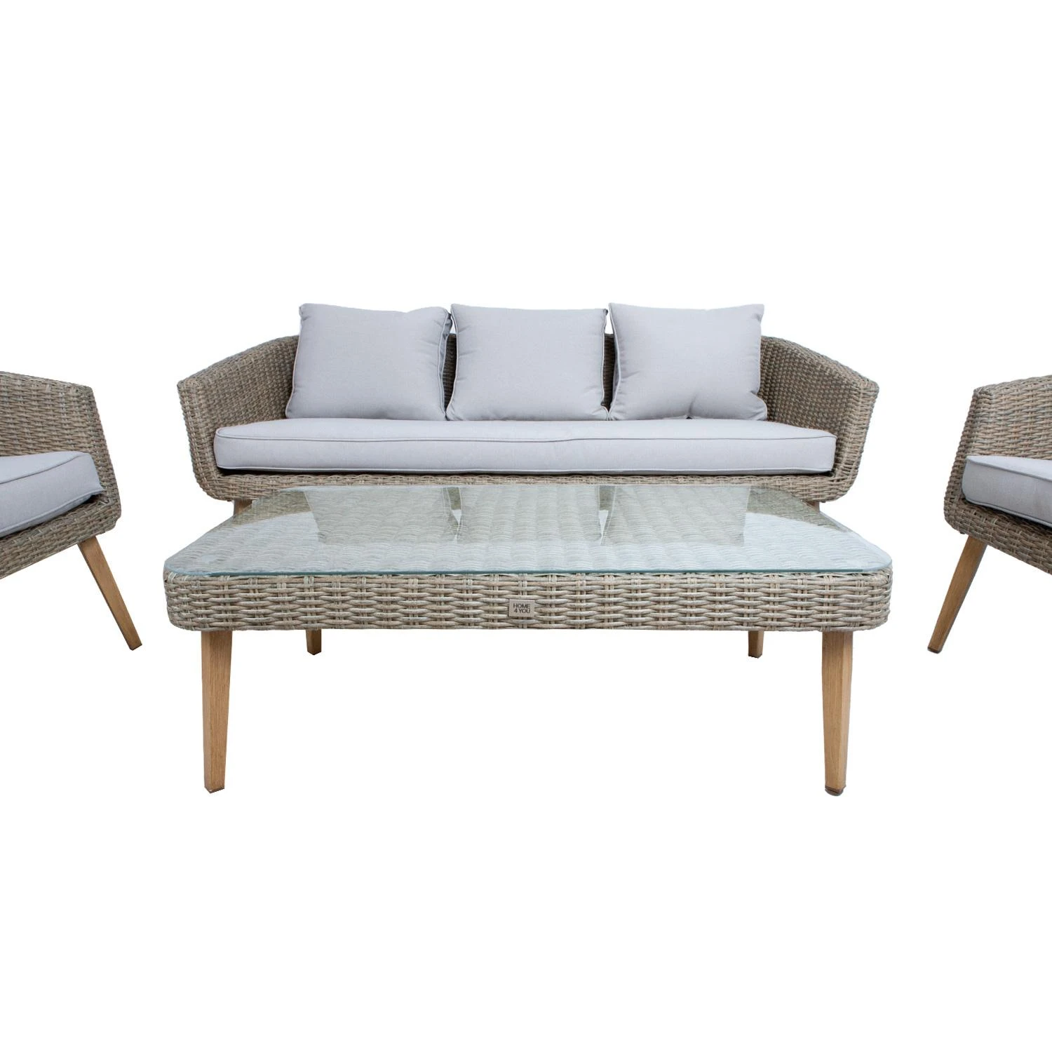 Lauko baldų komplektas Home4You Sodo baldų komplektas NORWAY coffee table, sofa, 2 chairs