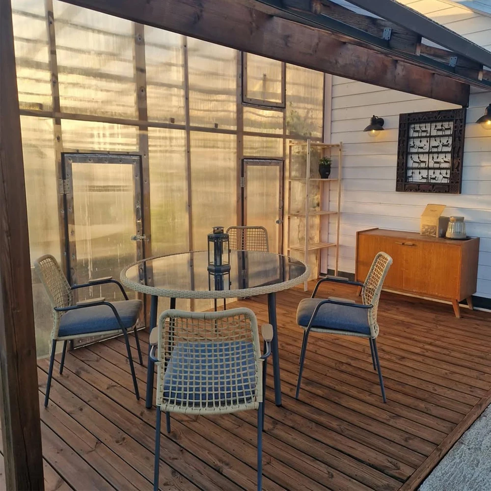 Lauko baldų komplektas Home4You Sodo baldų komplektas PRUSSIA stalas ir 4 kėdės