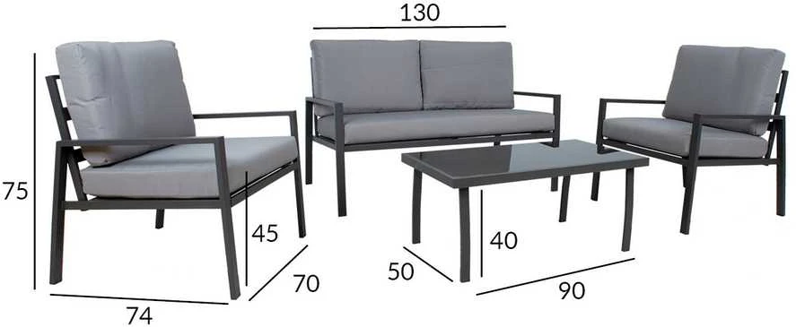 Lauko baldų komplektas Home4You Sodo baldų komplektas TIFTON table, sofa, 2 chairs