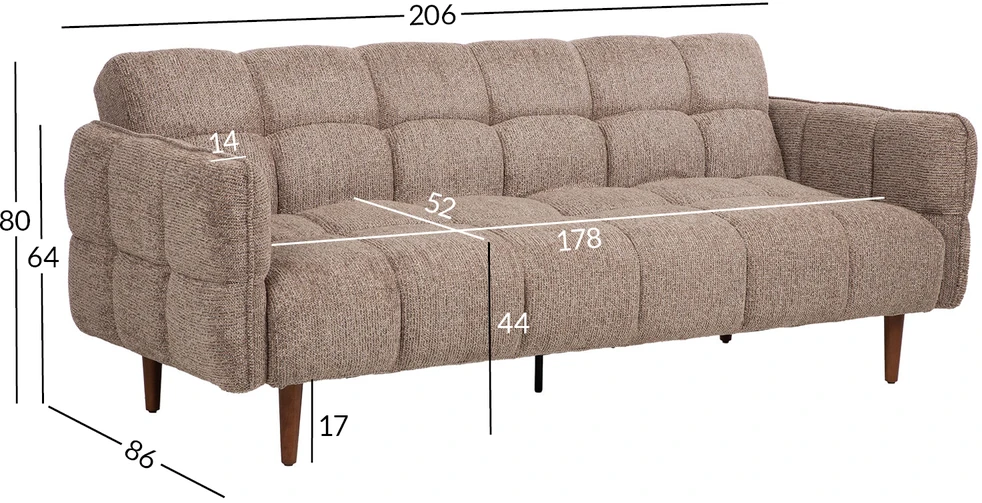 3-vietė išskleidžiama sofa „SERENA“, smėlio spalvos