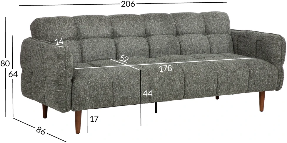 3-vietė sofa-lova „SERENA“, žalia