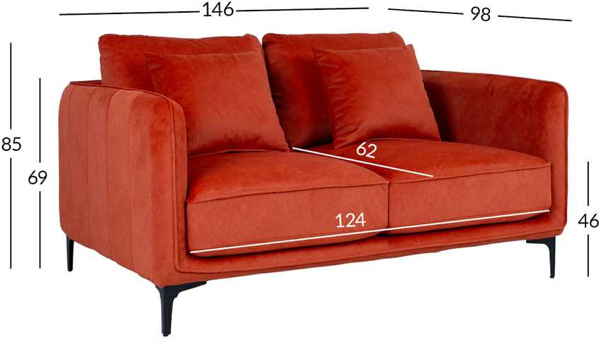 Home4You Sofa BIANKA Dvivietė, Oranžinė