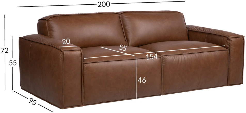 Lova 3-vietė sofa „BURTON“, ruda oda