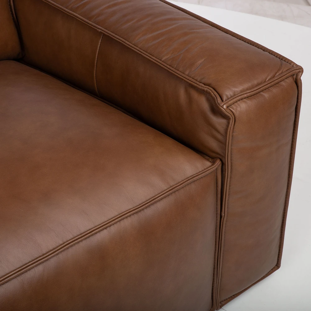 Lova 3-vietė sofa „BURTON“, ruda oda