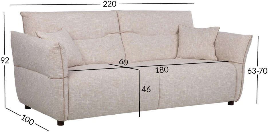 Home4You CALLA 3-vietė sofa, avižų baltas