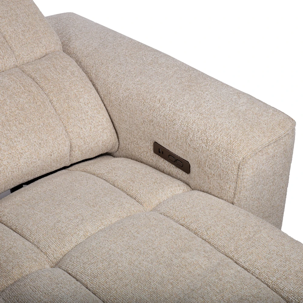 Lova „Sofa HUB“ 2-vietė elektrinė atlošiamoji sofa, smėlio spalvos