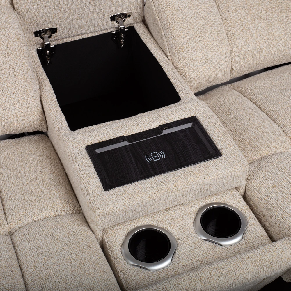 Lova „Sofa HUB“ 2-vietė elektrinė atlošiamoji sofa, smėlio spalvos