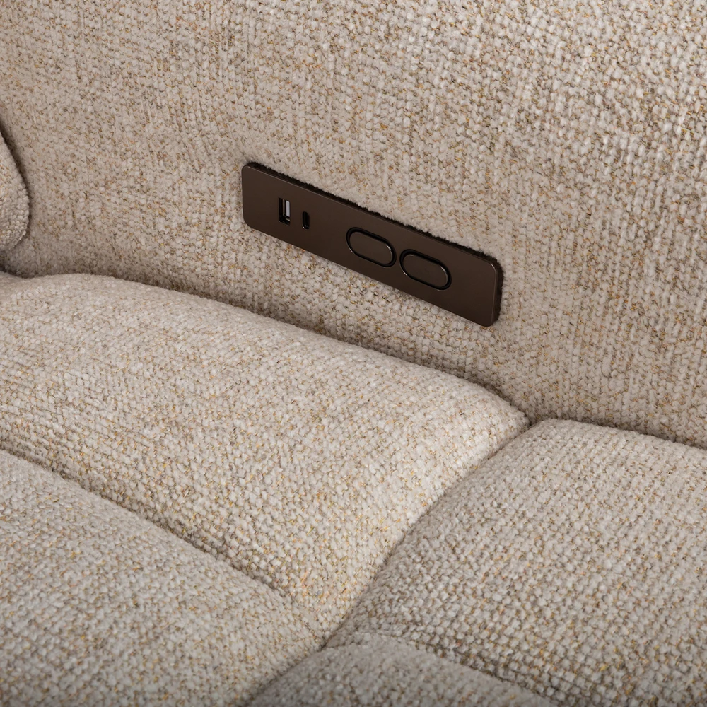 Lova „Sofa HUB“ 2-vietė elektrinė atlošiamoji sofa, smėlio spalvos