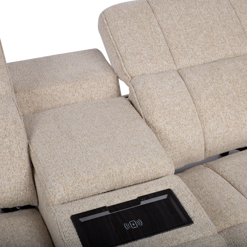 Lova „Sofa HUB“ 2-vietė elektrinė atlošiamoji sofa, smėlio spalvos