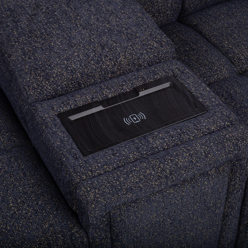 Lova „HUB“ dvivietė elektrinė atlošiamoji sofa, tamsiai mėlyna