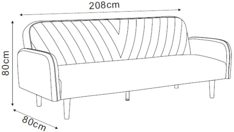 Home4You Sofa-lova KARIN 208x80x80cm, pilka