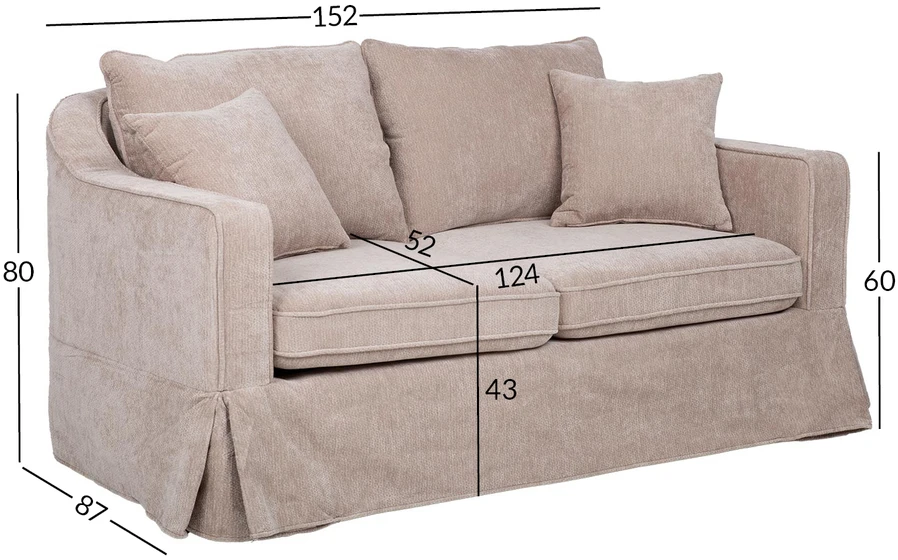 Dvivietė sofa „SIENNA“, smėlio spalvos