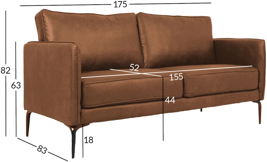 Home4You Sofa SOFIA 2-vietė, ruda