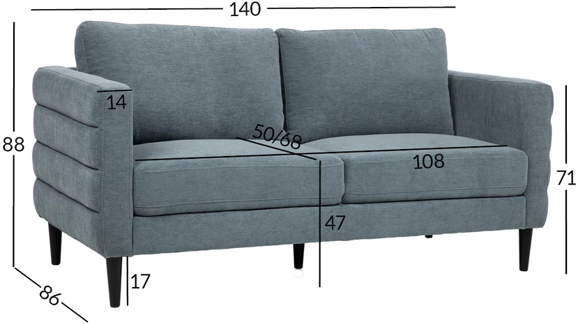 Home4You Sofa STEVENS 2 vietų, žalsvai pilka