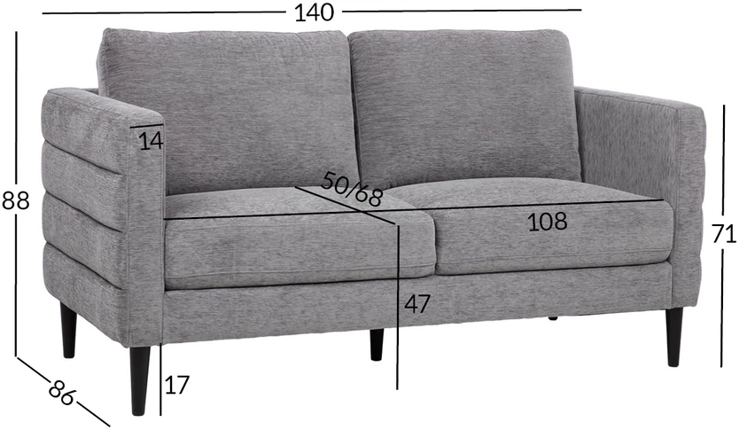 Home4You Sofa STEVENS 2 vietų, pilka
