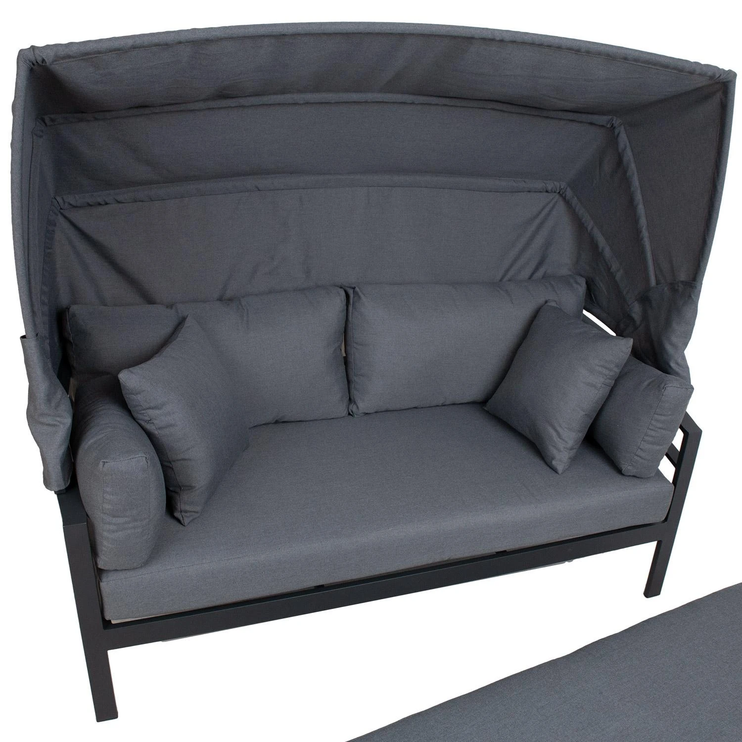 Lauko baldų komplektas Home4You Sofa TOMSON su baldakimu, tamsios pilkos