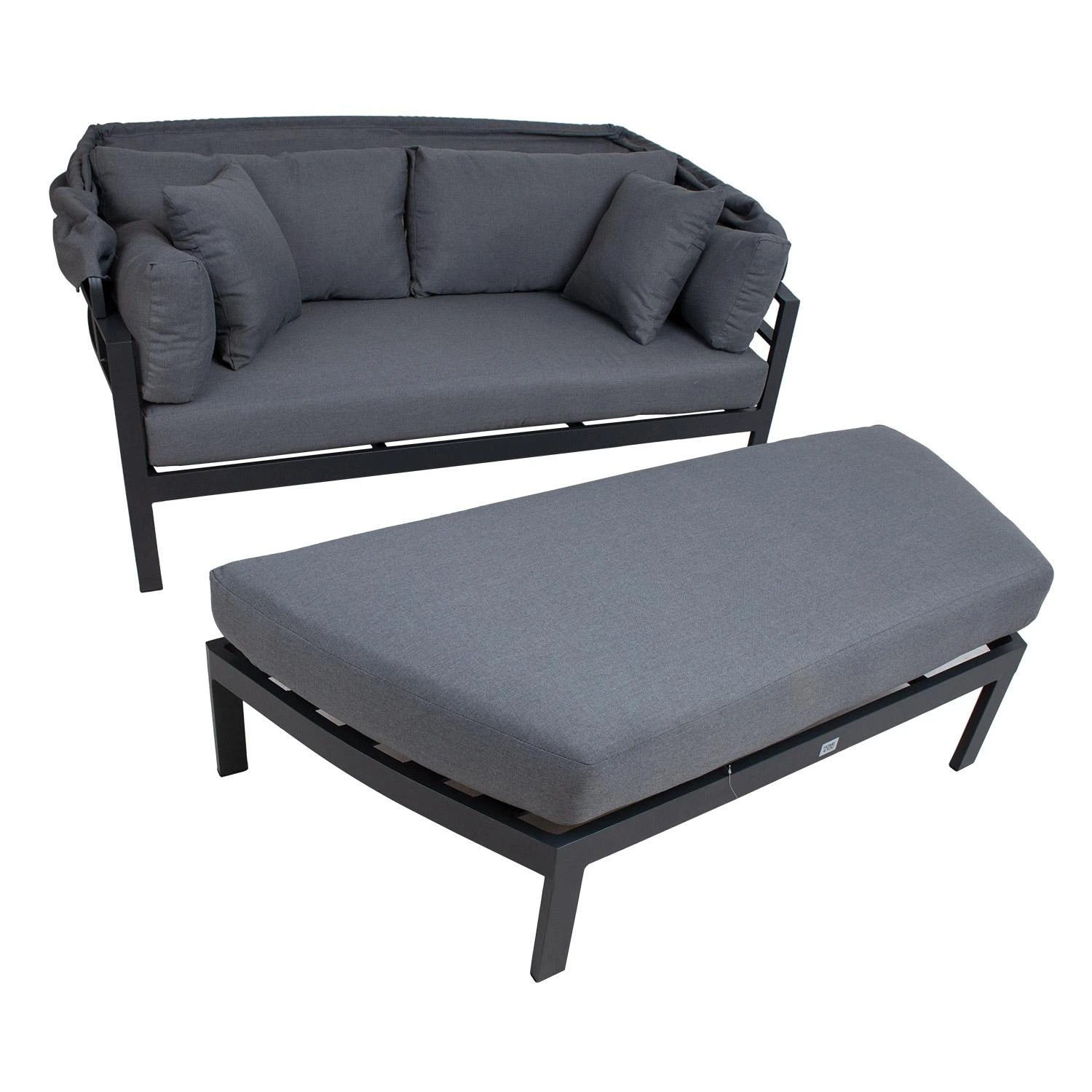 Lauko baldų komplektas Home4You Sofa TOMSON su baldakimu, tamsios pilkos
