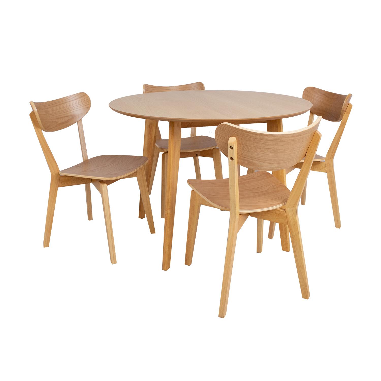 Fotelis Home4You Valgomojo stalo komplektas ROXBY apvalus stalas, 4 vnt