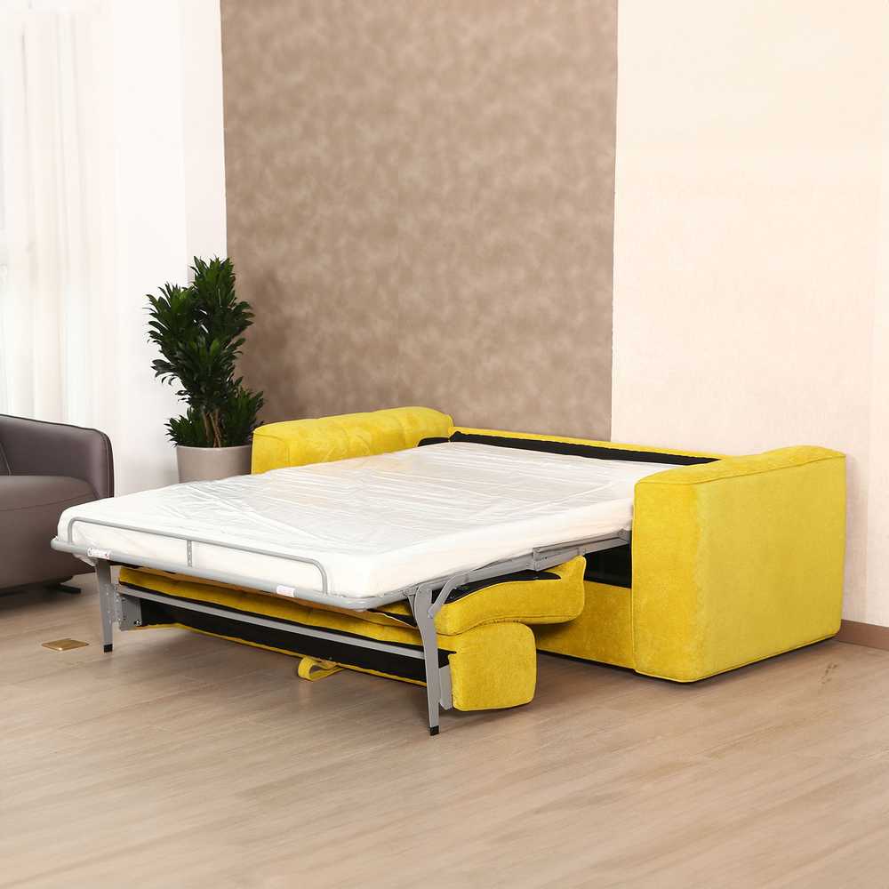 Home4You Spring Sofa-lova STELLA su spyruokliniu čiužiniu, geltona