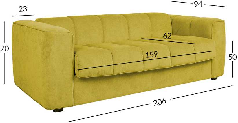 Home4You Spring Sofa-lova STELLA su spyruokliniu čiužiniu, geltona