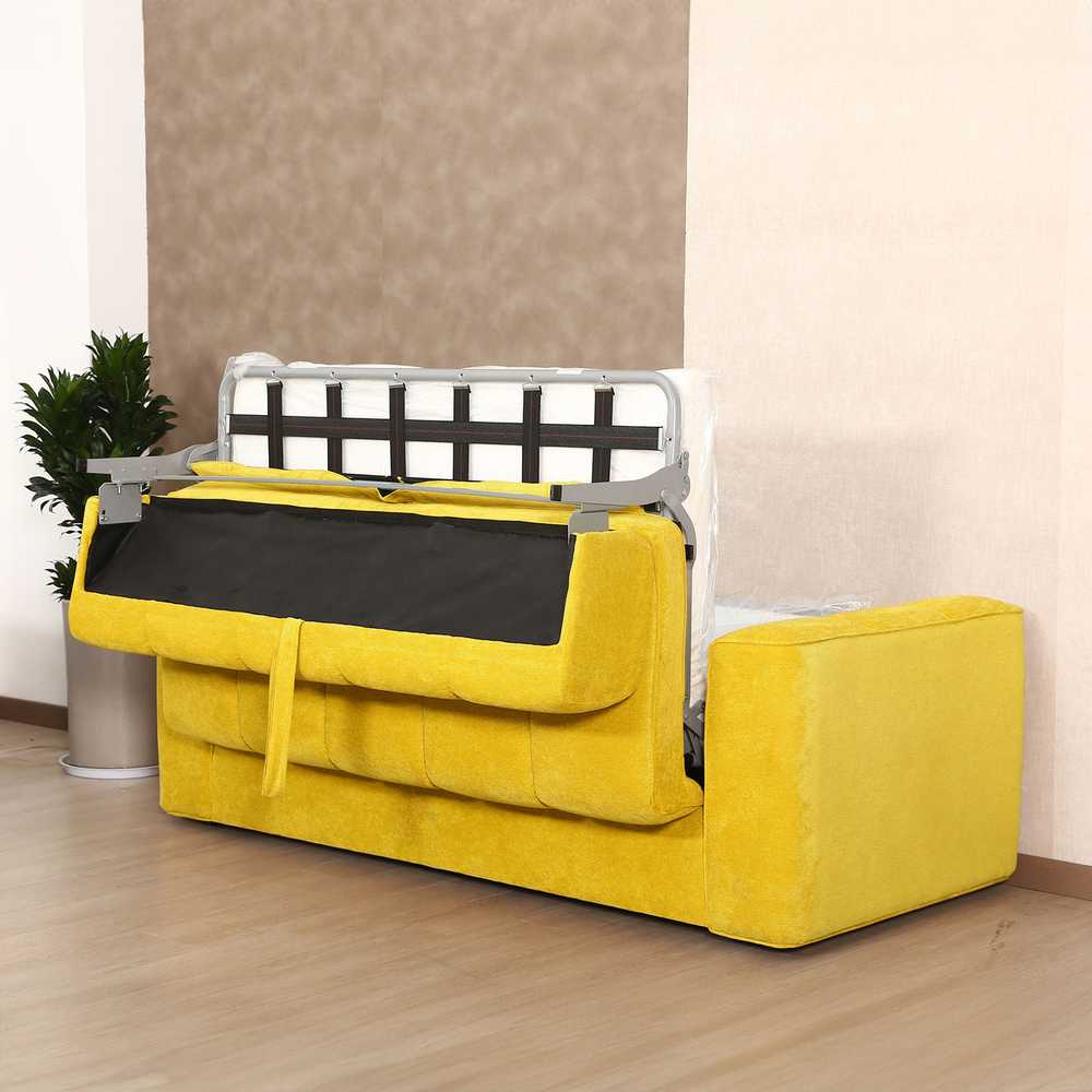 Home4You Spring Sofa-lova STELLA su spyruokliniu čiužiniu, geltona