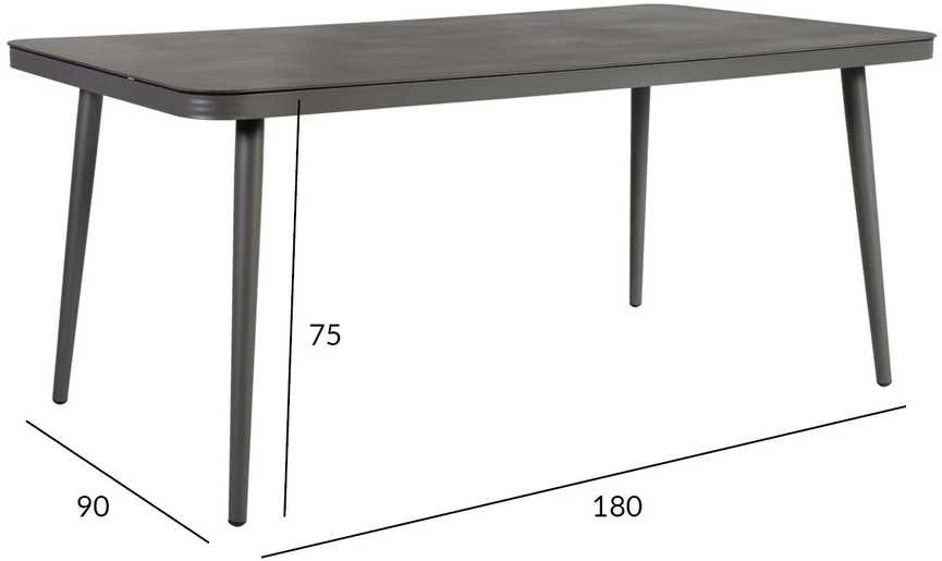 Home4You Lauko stalas ANDROS, 180x90xH75 cm, stalviršis: 5 mm stiklas, spalva: akmenų pilkumo, rėmas ir kojos: aliuminis, spalva: pilka aprašymas - Prekės nuotrauka