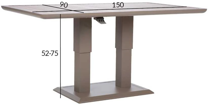 Home4You Stalas MARENDA 150x90xH2-75cm, pilkšvai smėlio spalvos